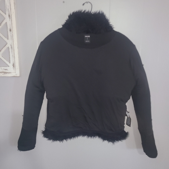 Women's Stance Black Faux Fur & Leopard print Cropped Pullover Jacket Size Med - Picture 8 of 10